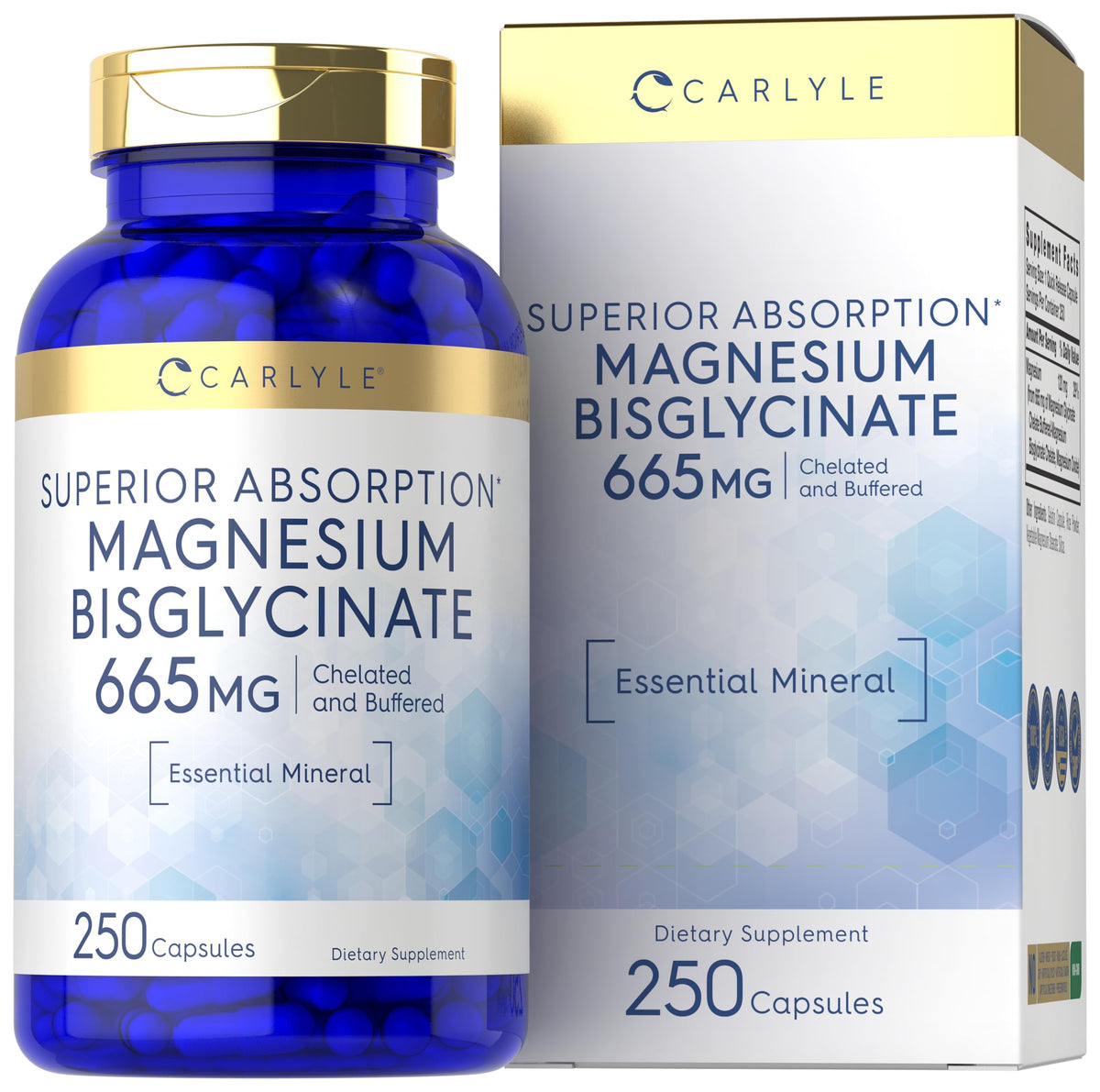 Carlyle Bisglycinate de Magnésium 665 mg 250 Capsules vue avant