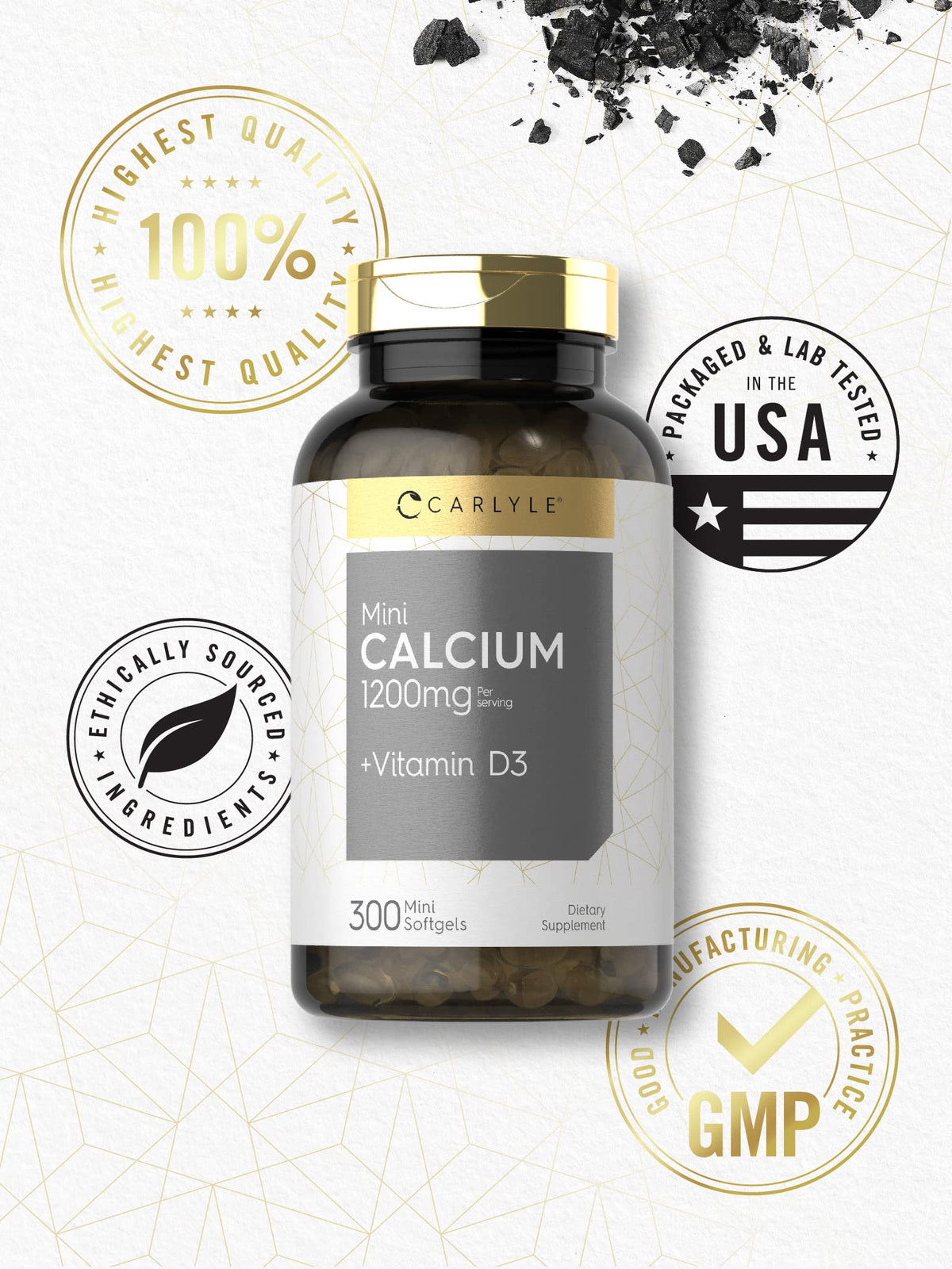Carlyle Calcium 1200 mg softgels sur une table