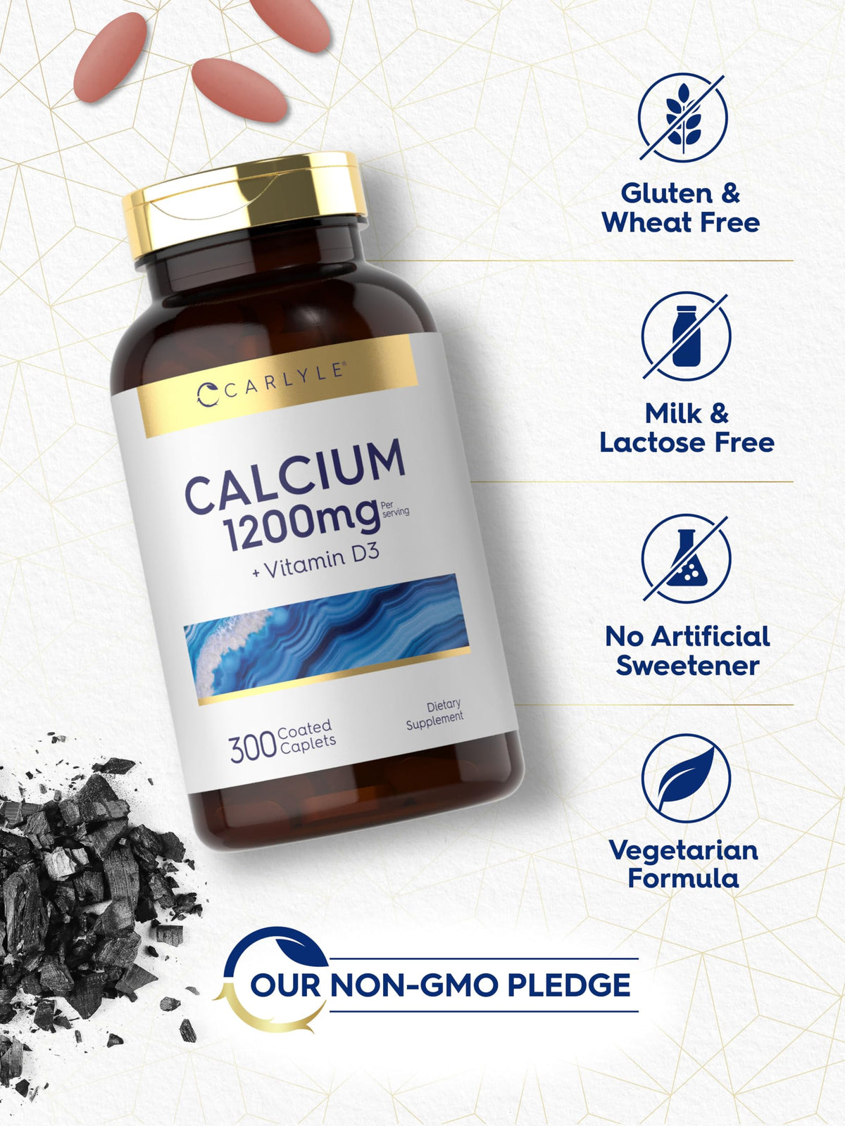 Carlyle Calcium 1200mg 300 comprimés sur fond blanc