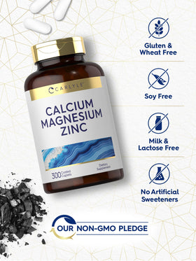 Carlyle Calcium Magnésium Zinc 300 comprimés avec un verre d'eau