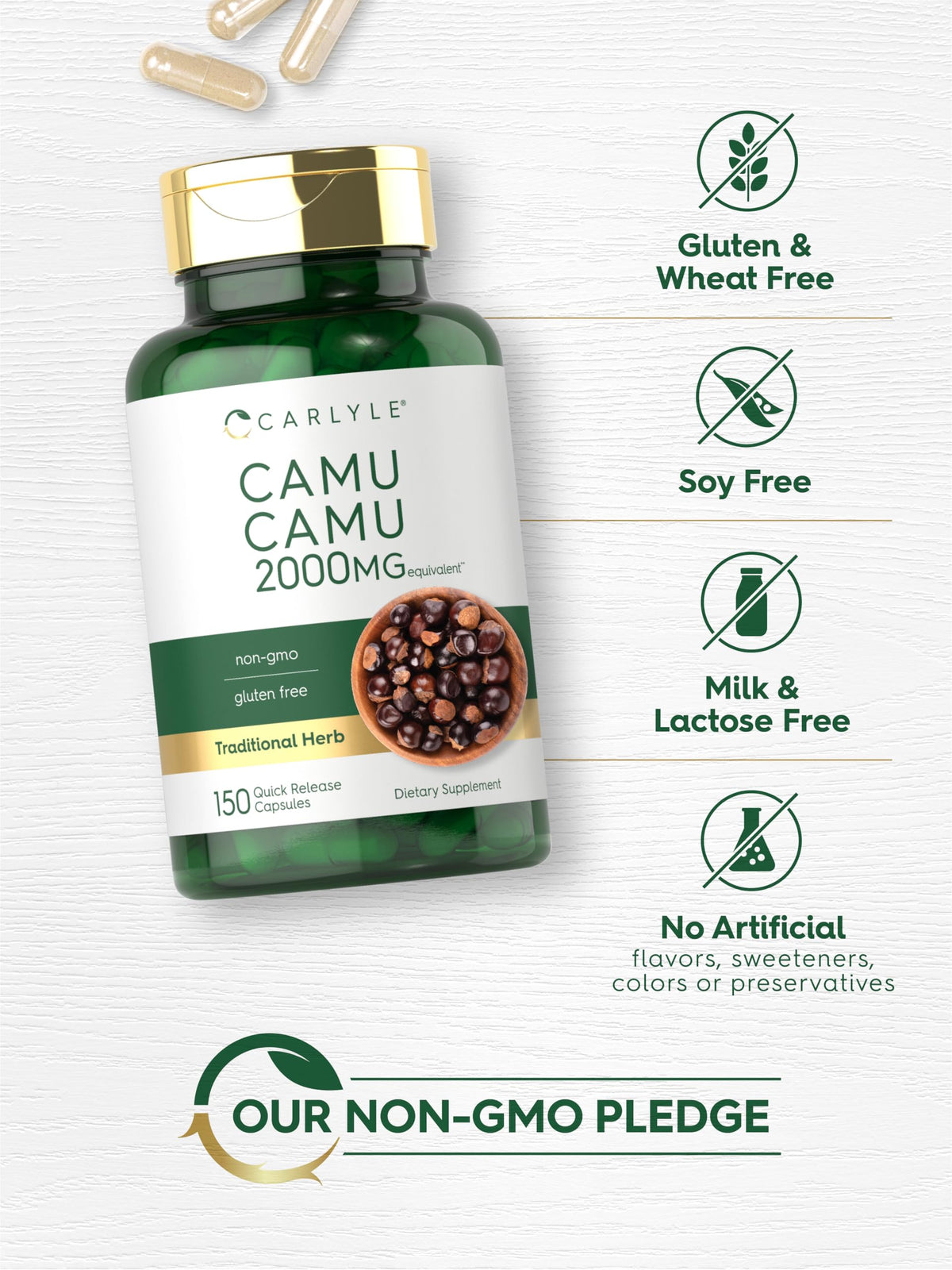 Carlyle Camu Camu bottle with labels