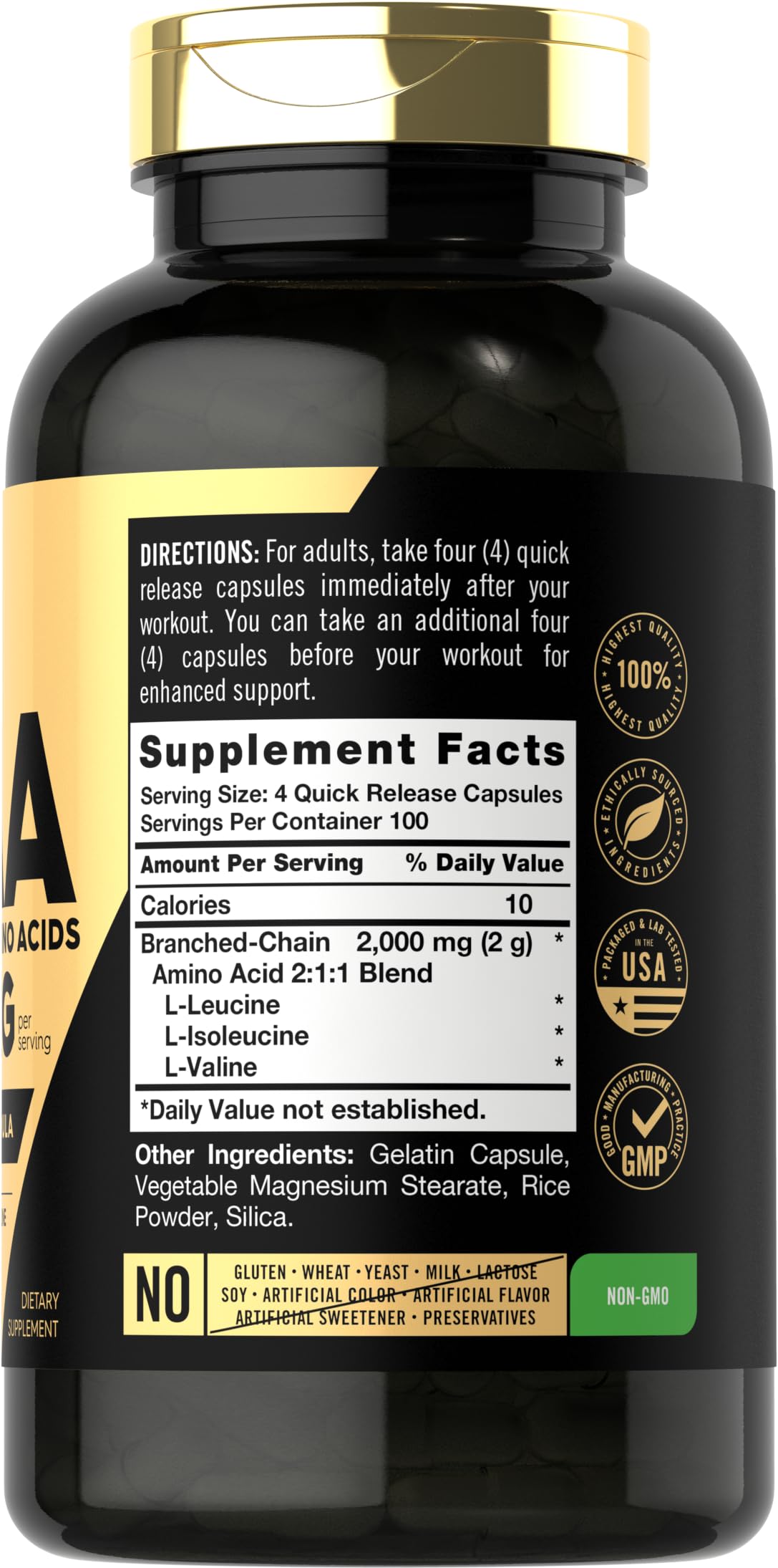 Carlyle Capsules BCAA 2000 mg 400 comprimés emballage