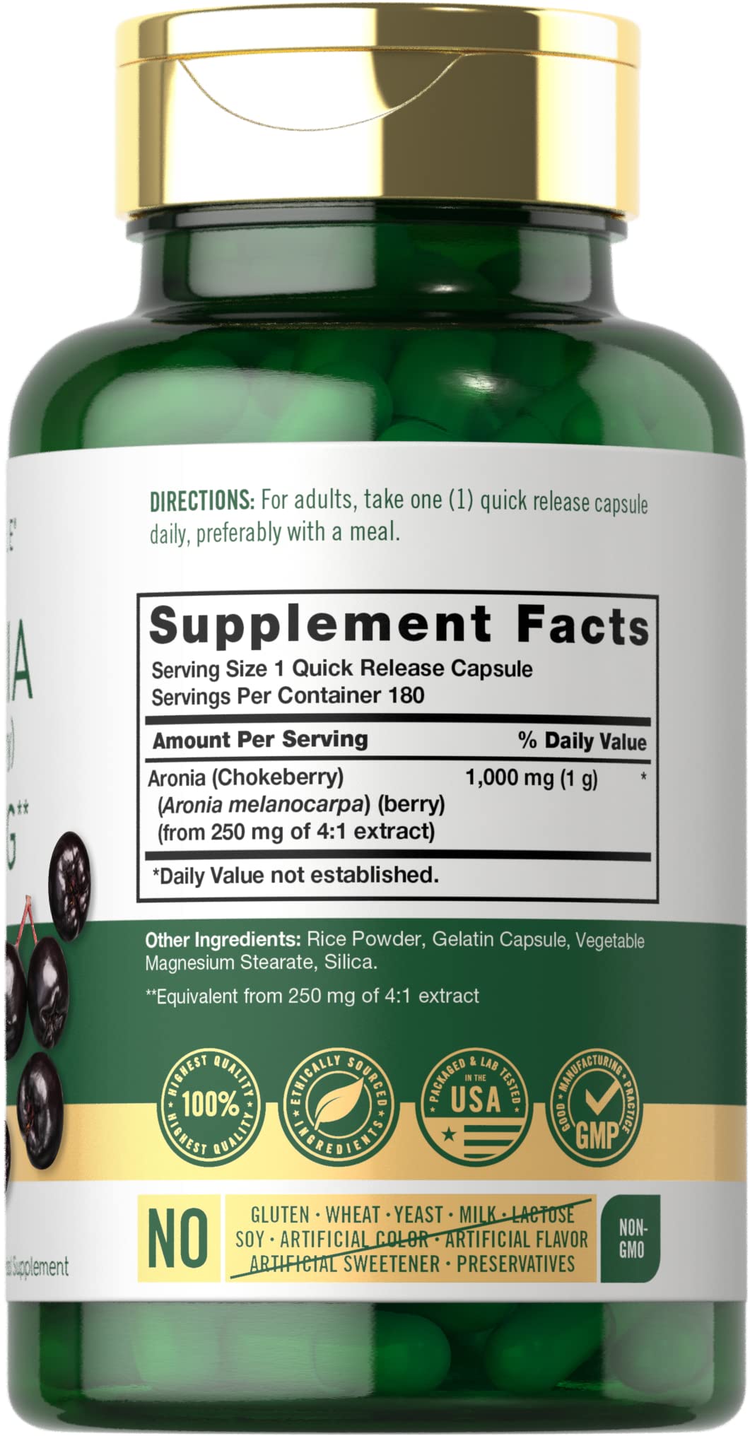 Carlyle Capsules de Baies d'Aronia, vue latérale de l'emballage