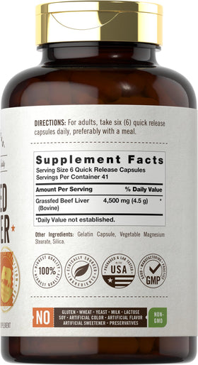 Carlyle Capsules de Foie de Boeuf Nourri à l'Herbe 4500mg - étiquette