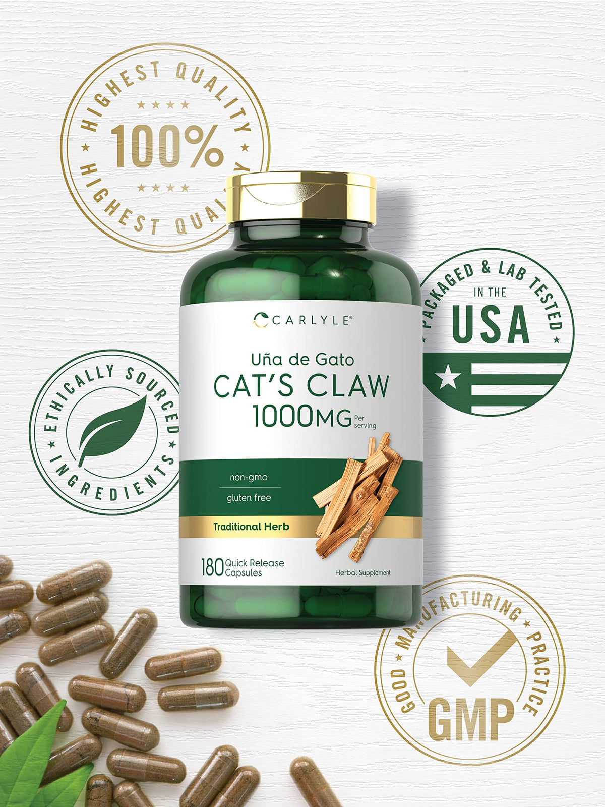 Carlyle Capsules de Griffe de Chat 1000mg avec détails des ingrédients