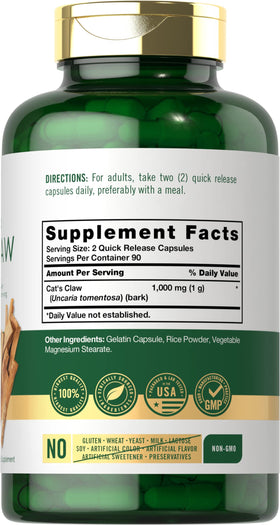 Carlyle Capsules de Griffe de Chat 1000mg montrant les comprimés