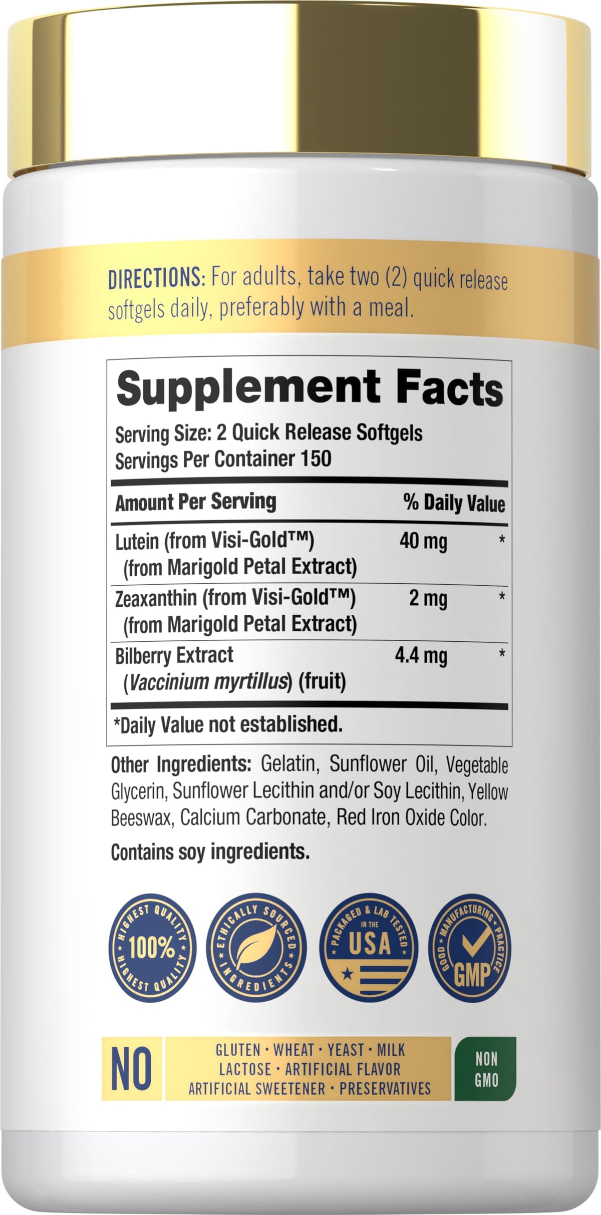 Carlyle capsules de soutien oculaire avec étiquette détaillée