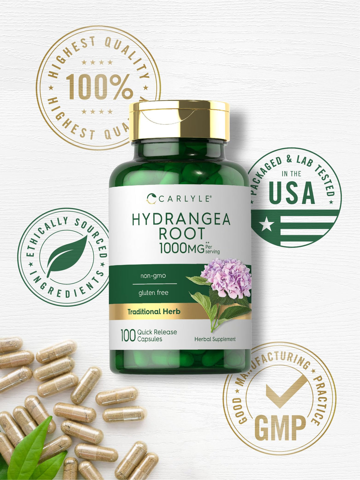 Carlyle Capsules Racine d'Hydrangée 100 Comp. ingrédients listés