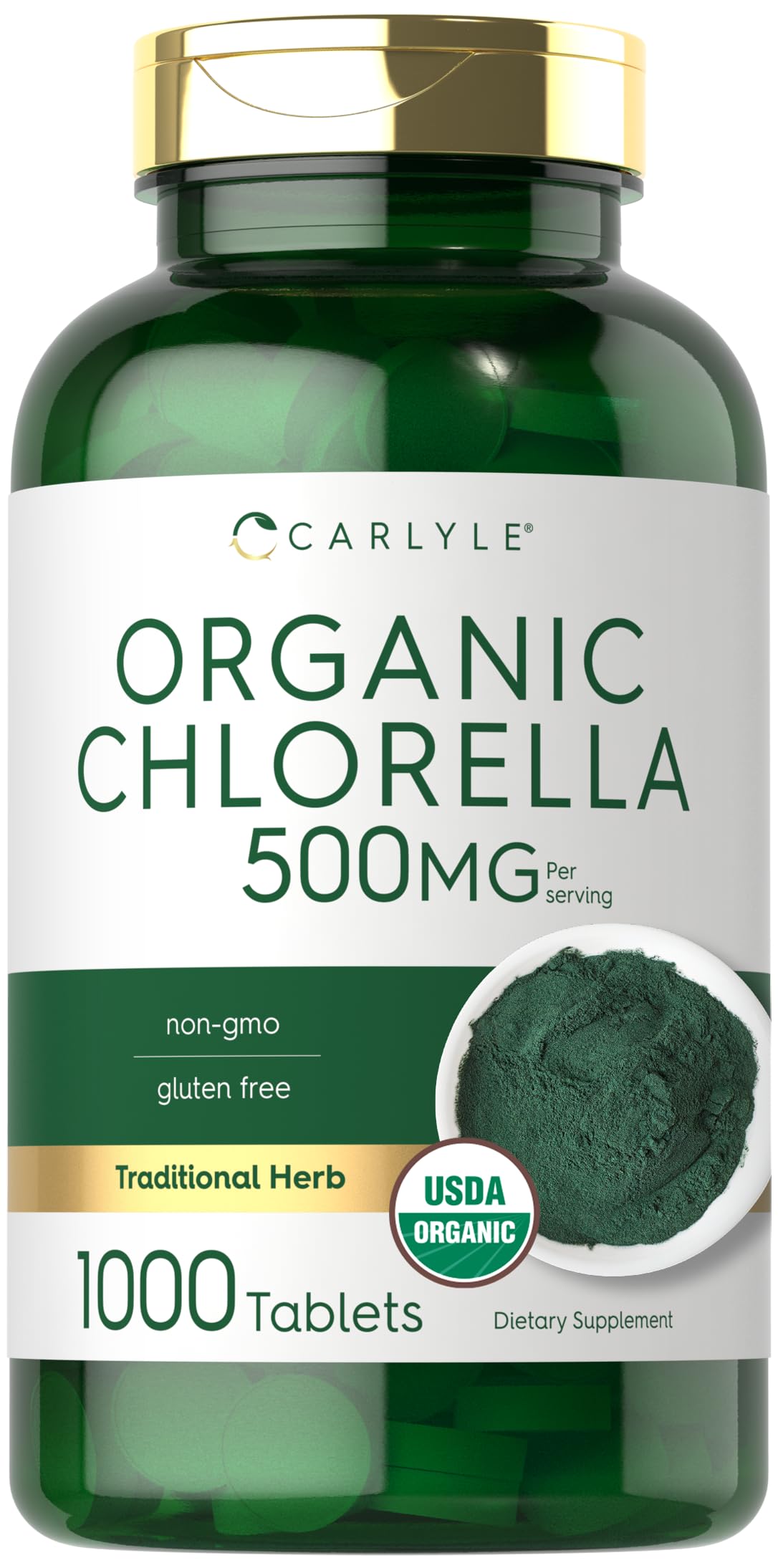 Carlyle Chlorella Bio 500 mg comprimés végétariens, vue de face