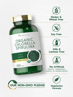 Carlyle Chlorella Spirulina bio avec étiquette visible