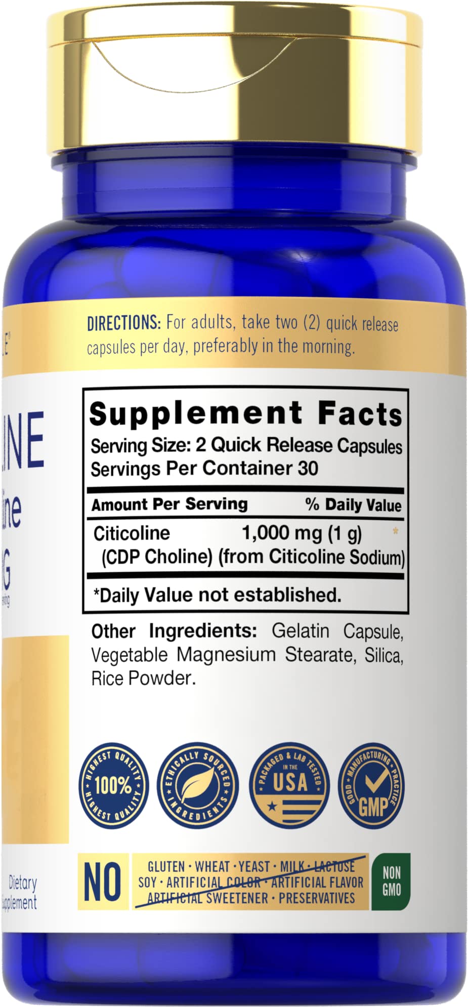 Carlyle Citicoline 1000mg emballage avec informations nutritionnelles