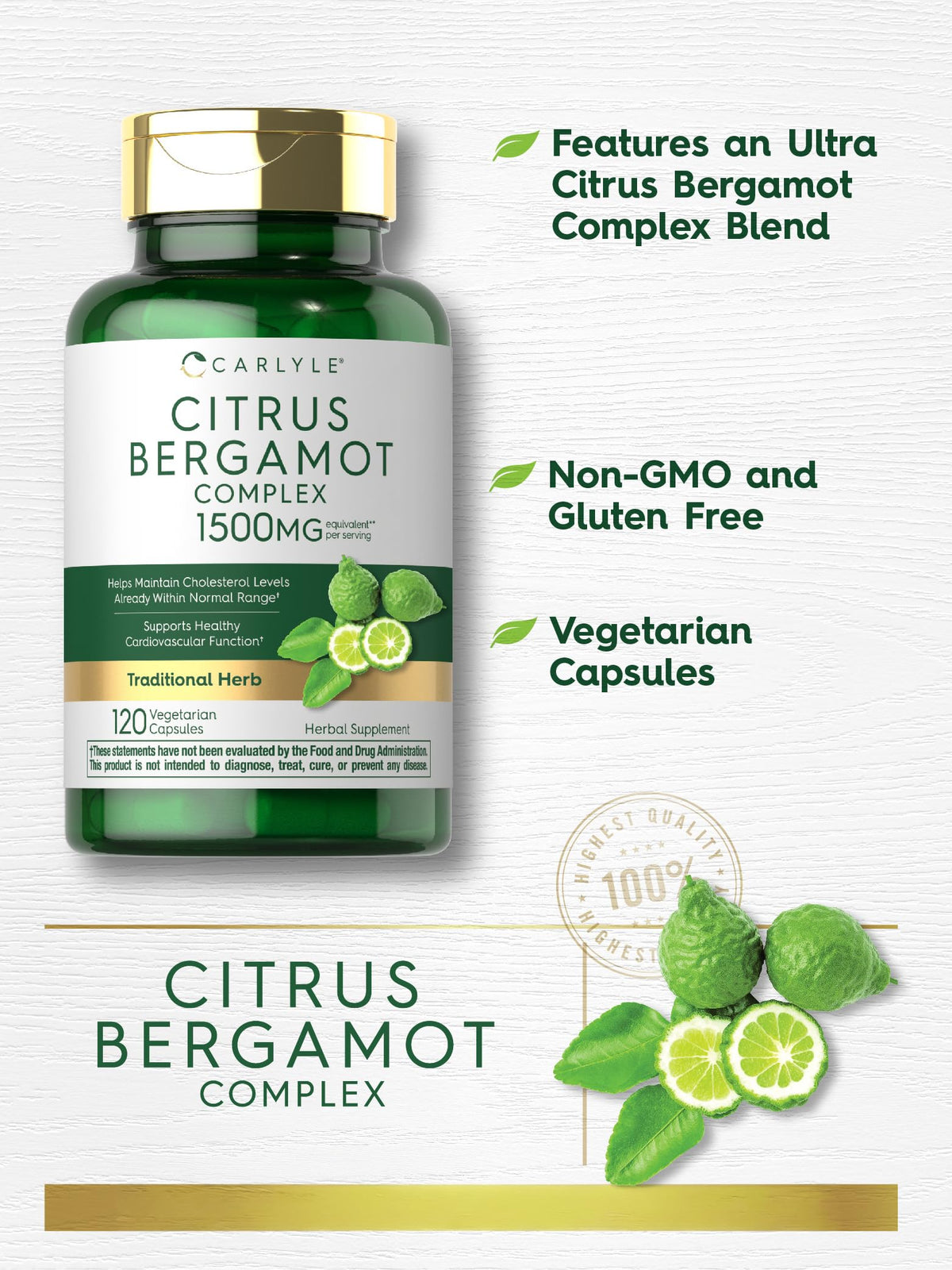 Carlyle Citrus Bergamot capsules sur une table en bois