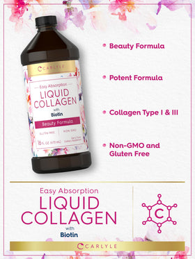 Carlyle Collagène Liquide 16 fl oz avec verre d'eau