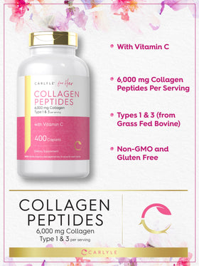 Carlyle Collagène Peptides 6000mg et Vitamine C sur fond blanc