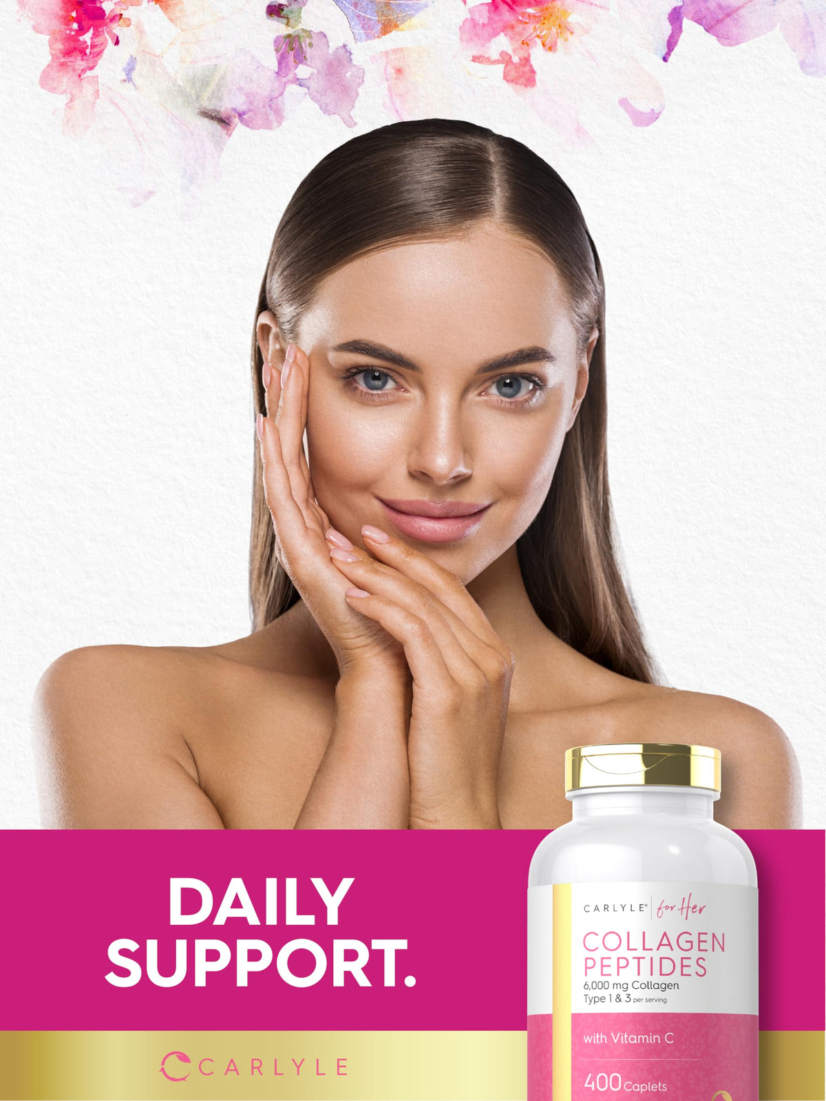 Carlyle Collagène Peptides 6000mg sur une surface en bois