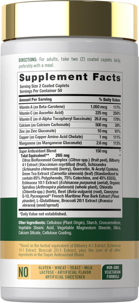 Carlyle Complément Alimentaire Antioxydant 100 Comprimés vue arrière