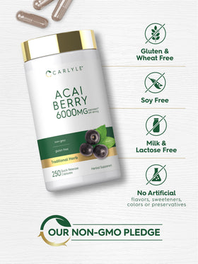 Carlyle Complément Alimentaire Baies d'Açaï 250 Capsules et étiquette