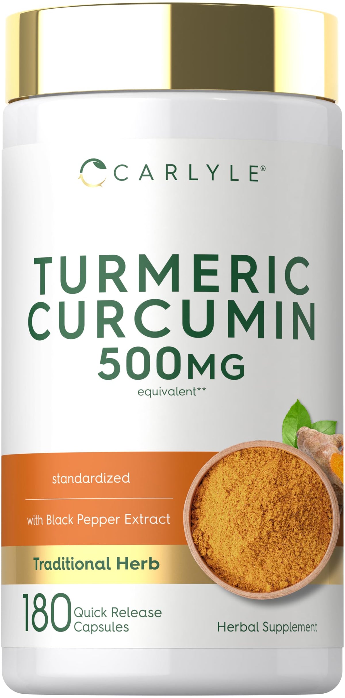 Carlyle Complément Alimentaire Curcuma Curcumine 180 Capsules vue avant