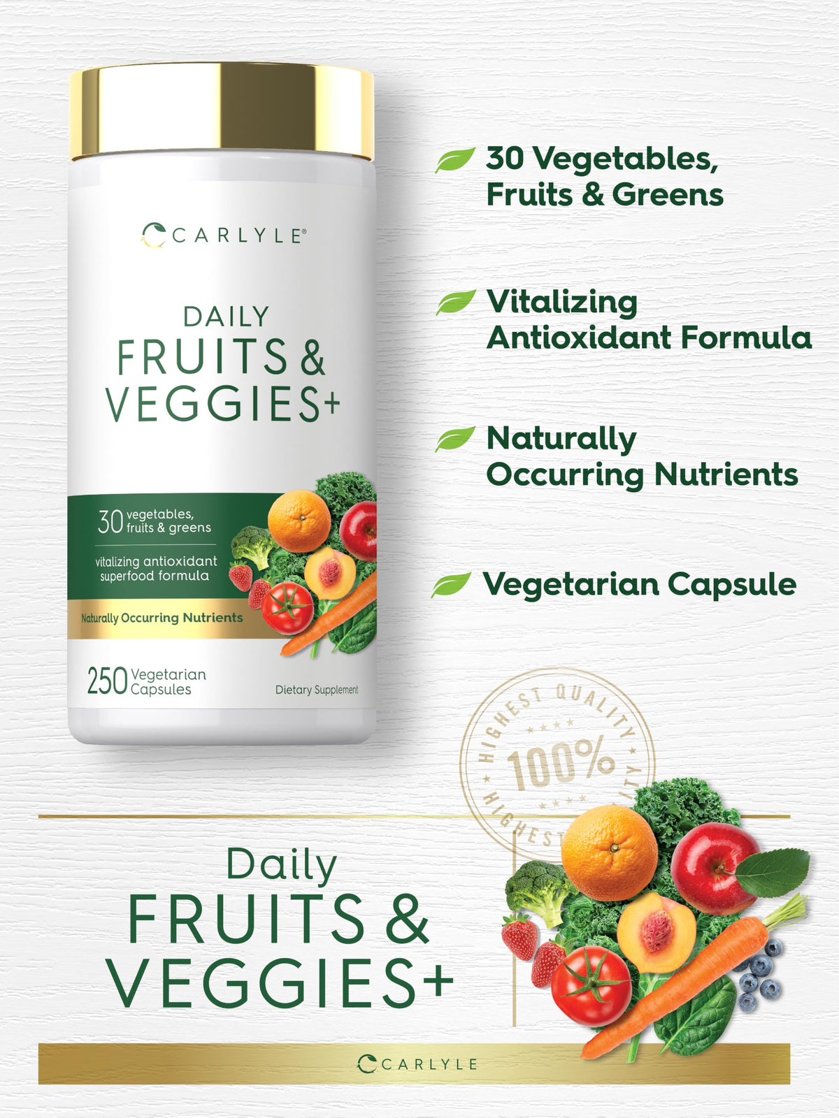 Carlyle Complément Alimentaire Fruits et Légumes - gélules à l'intérieur du flacon