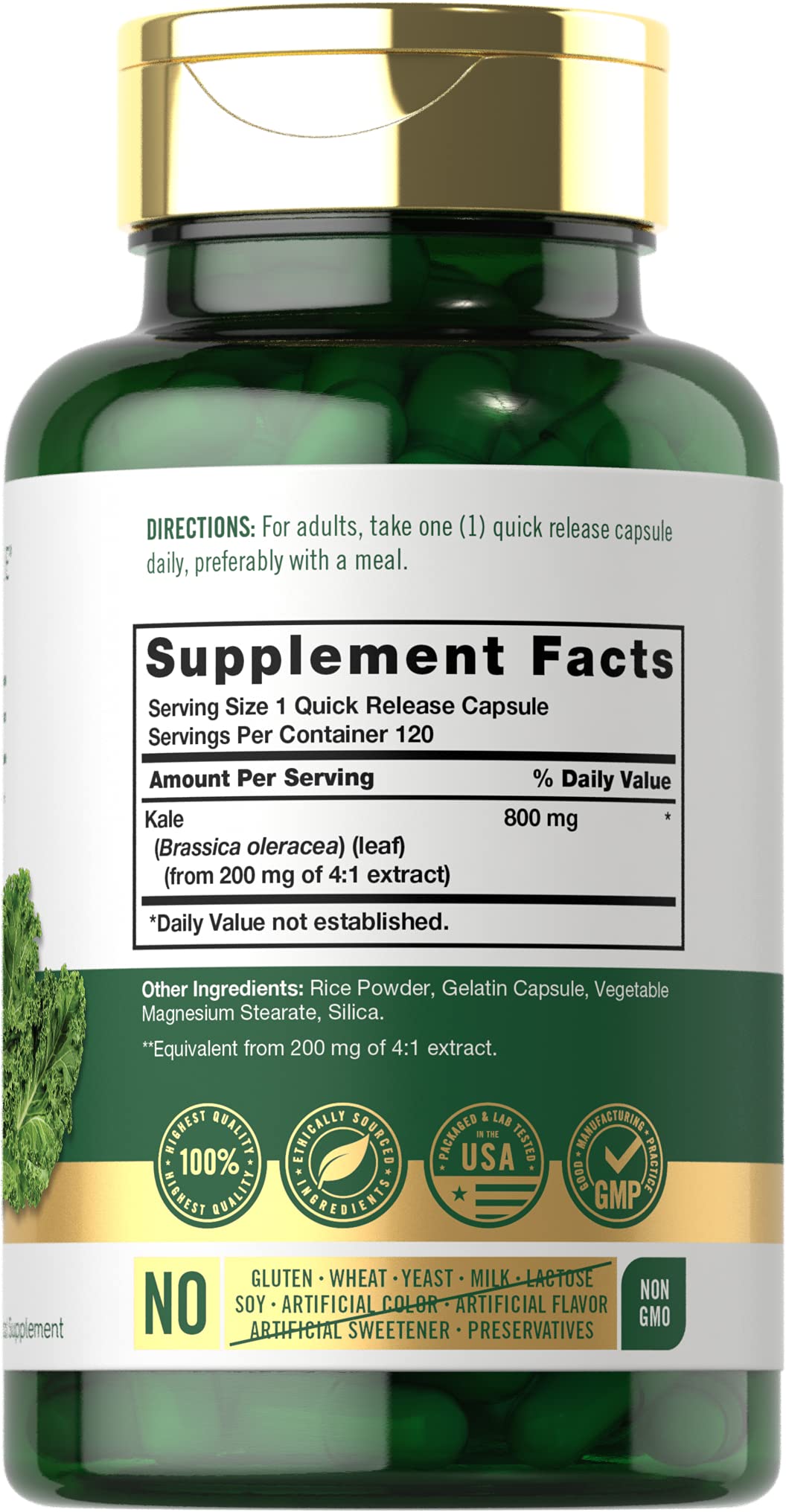 Carlyle Complément Alimentaire Kale 120 capsules étiquette