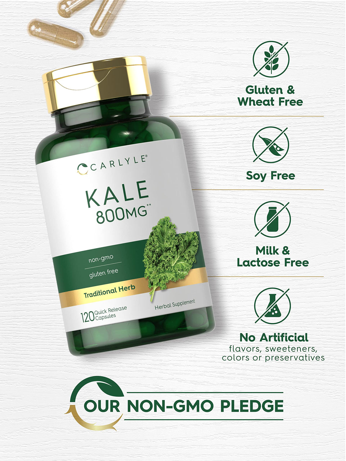 Carlyle Complément Alimentaire Kale 120 capsules sur fond blanc