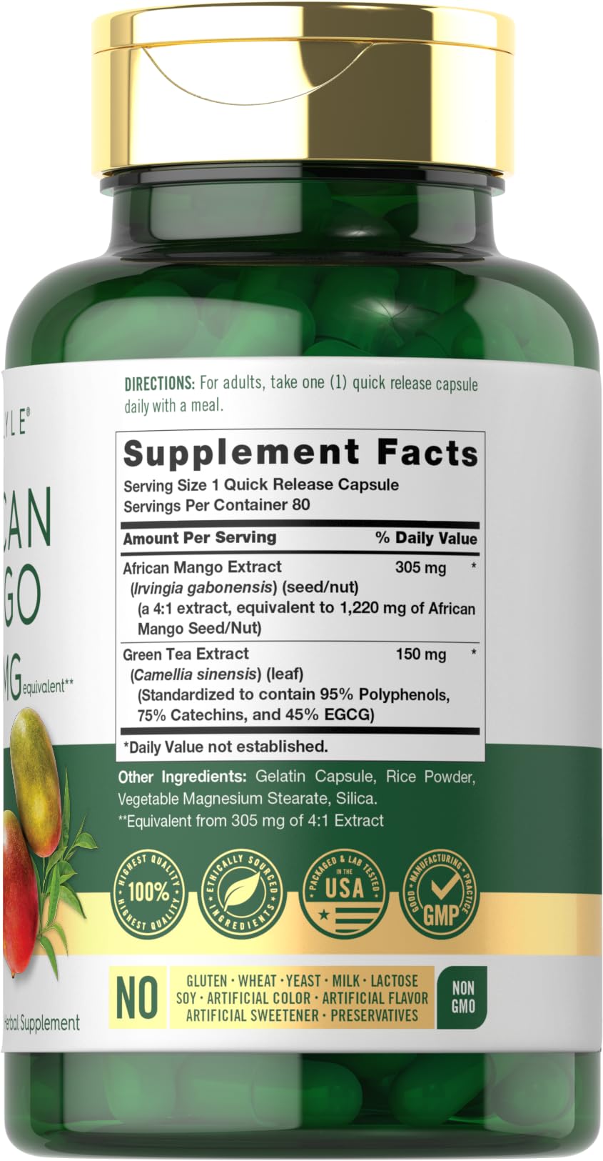 Carlyle Complément Alimentaire Mangue Africaine 80 Capsules avec étiquette