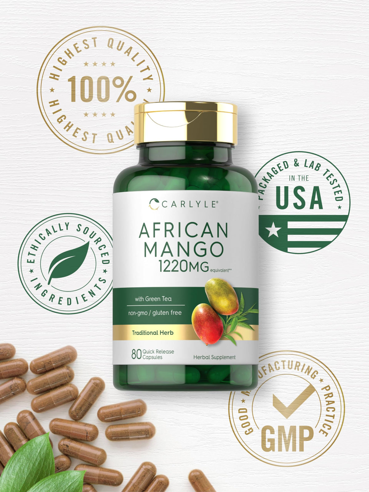 Carlyle Complément Alimentaire Mangue Africaine 80 Capsules sur un fond neutre