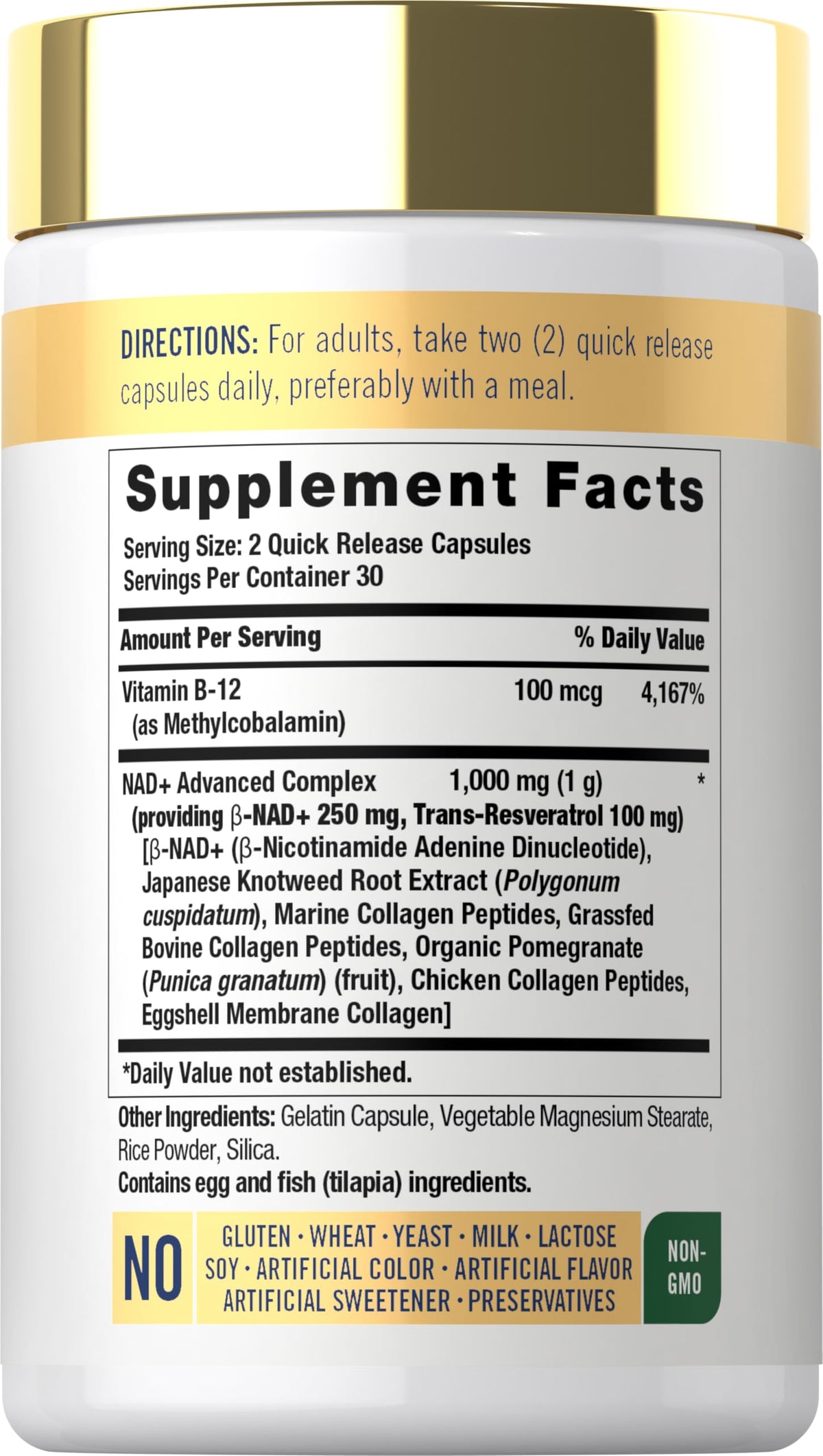 Carlyle Complément Alimentaire NAD+ 1000 mg 60 Capsules packaging