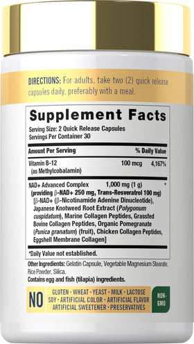 Carlyle Complément Alimentaire NAD+ 1000 mg 60 Capsules packaging