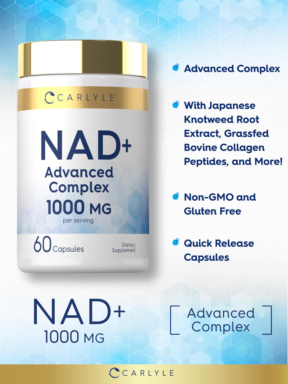 Carlyle Complément Alimentaire NAD+ 1000 mg ingrédients supplémentaires