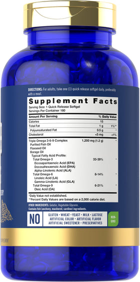 Carlyle Complément Alimentaire Omega 3-6-9 étiquette et informations
