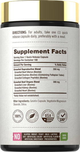 Carlyle Complément Alimentaire Organes de Bœuf 180 Capsules vue arrière