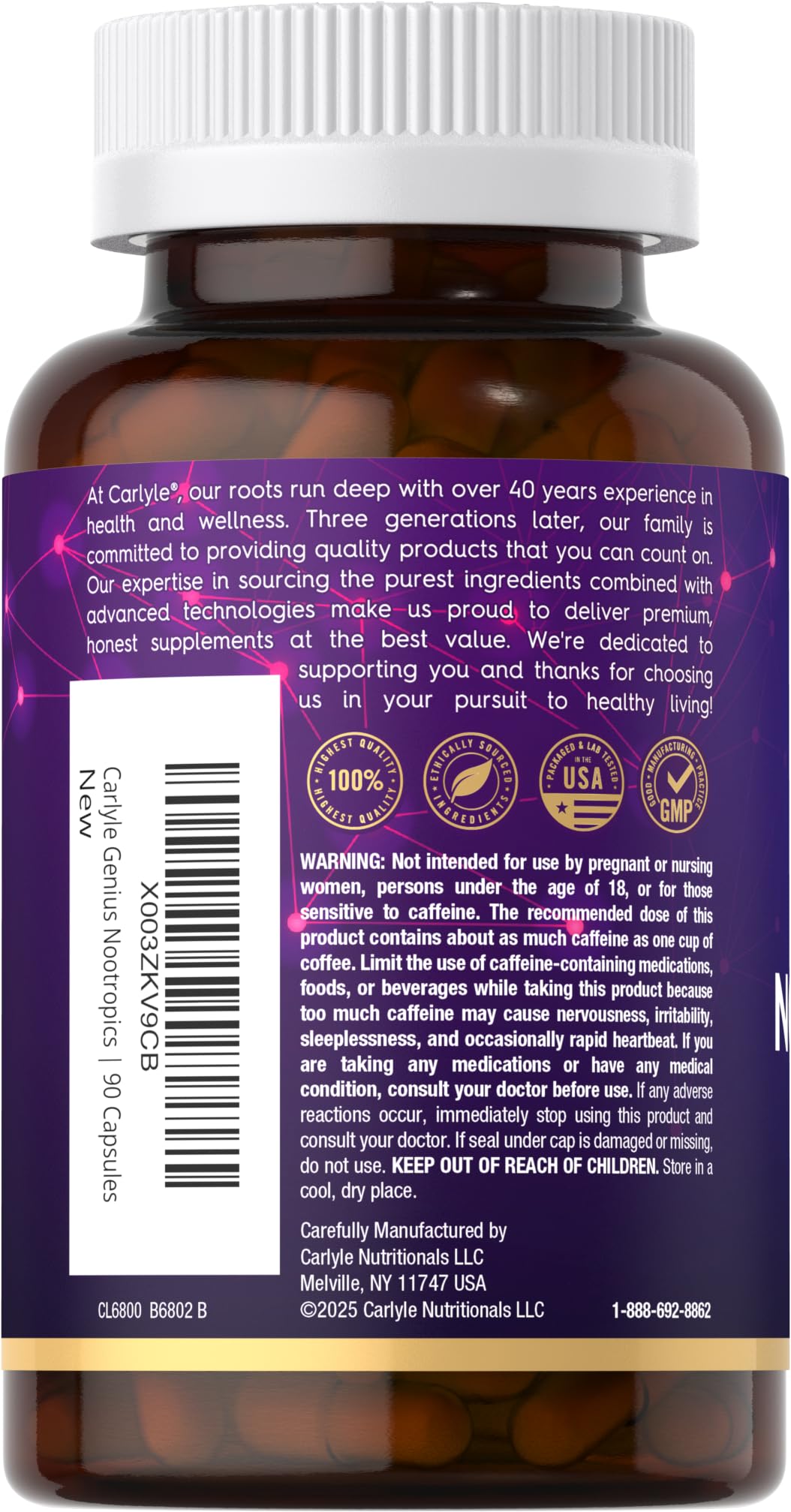 Carlyle complément nootropique 90 capsules sur fond blanc