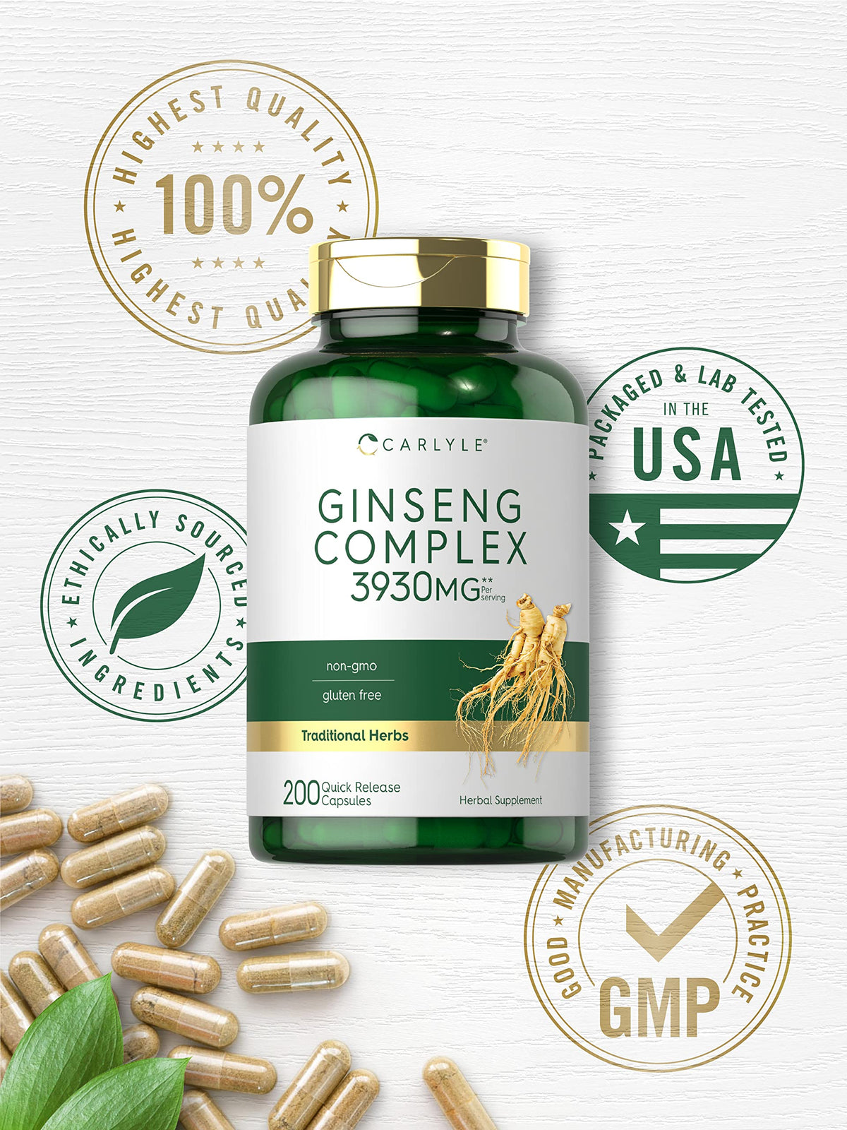 Carlyle Complex Ginseng 200 capsules dans un environnement de bien-être
