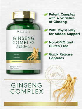 Carlyle Complex Ginseng 200 capsules sur un fond blanc