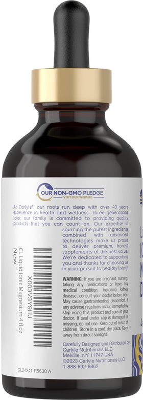 Carlyle Complexe Liquide de Magnésium 400mg étiquette arrière