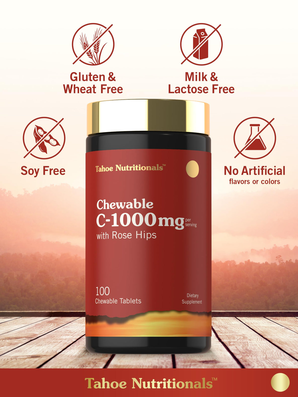Carlyle comprimés à mâcher Vitamine C 1000mg avec ingrédients naturels