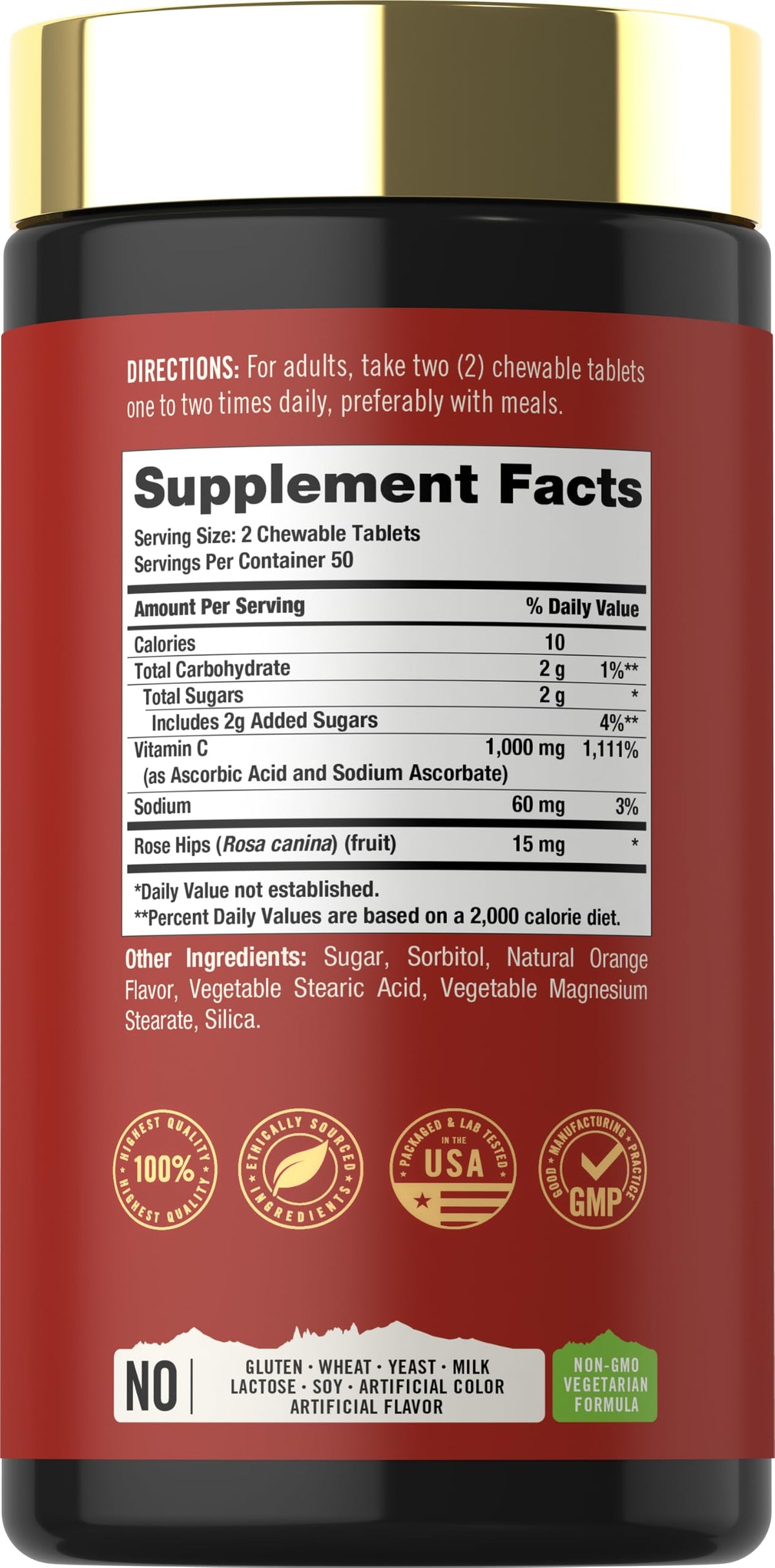 Carlyle comprimés à mâcher Vitamine C 1000mg vue de côté
