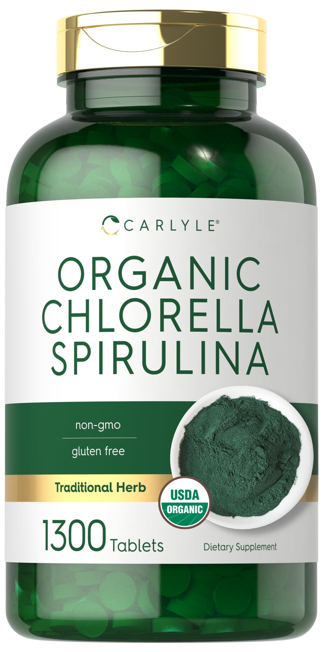 Carlyle comprimés Chlorella Spirulina bio 1300 en boîte