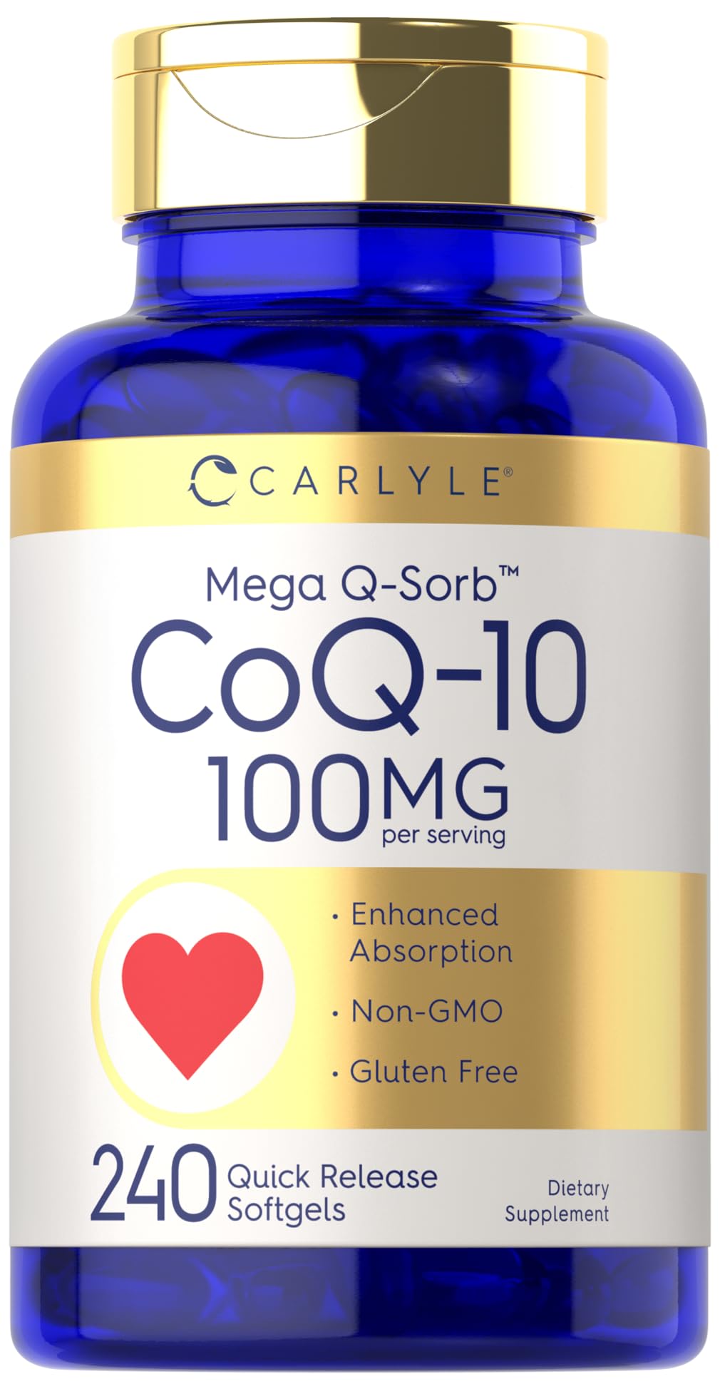 Carlyle CoQ10 100mg Softgels 240 Gélules vue de face