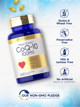 Carlyle CoQ10 100mg Softgels vue de la boîte