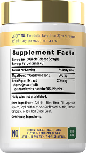 Carlyle CoQ10 300mg étiquette avec ingrédients