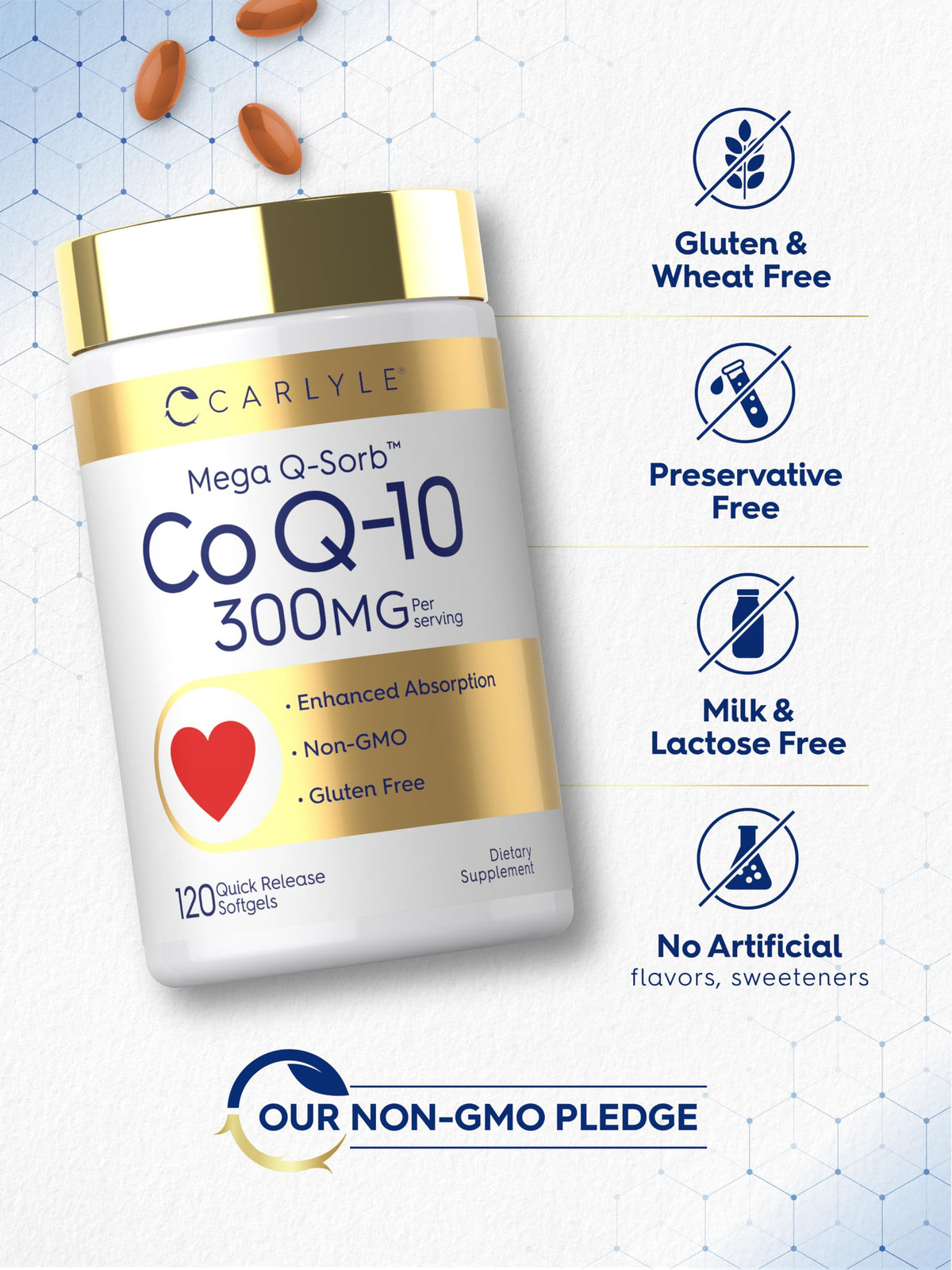 Carlyle CoQ10 300mg gélules molles avec extrait de poivre noir