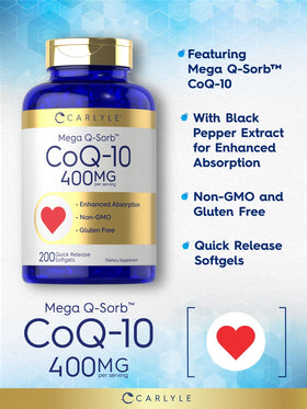 Carlyle CoQ10 400 mg gélules avec extrait de poivre noir