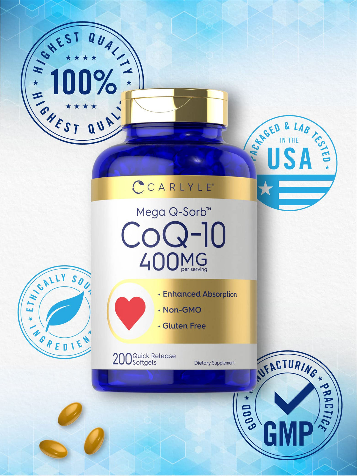 Carlyle CoQ10 400 mg gélules en gros plan