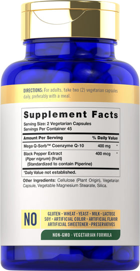 Carlyle CoQ10 400mg capsules végétariennes sur un fond blanc