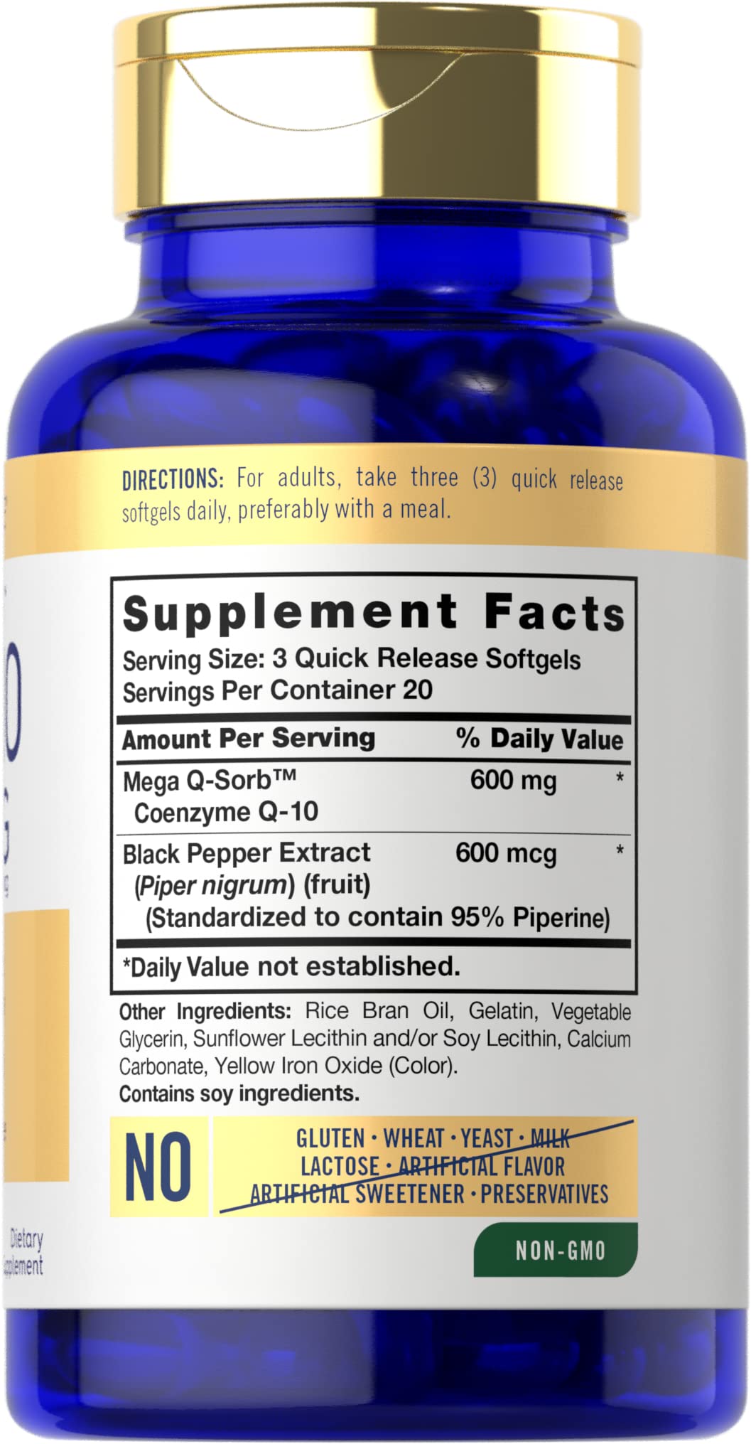 Carlyle CoQ10 600 mg Softgels, gélules en gros plan