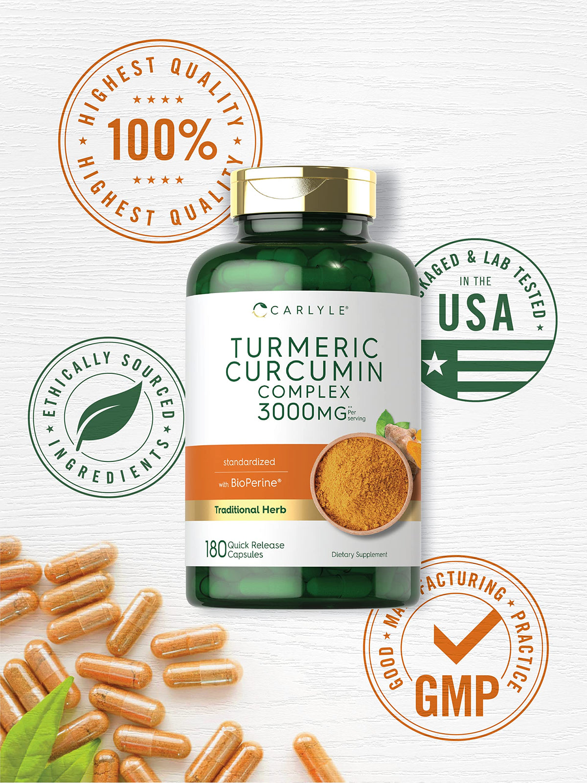 Carlyle Curcuma 180 Capsules - Détails des ingrédients