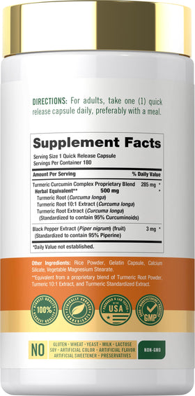 Carlyle Curcuma Curcumine capsules avec étiquette détaillée