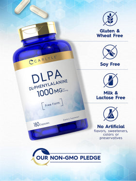 Carlyle DL-Phenylalanine 1000mg capsules on a table
